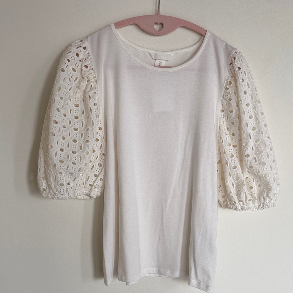 H&M Cream Lace Sleeve Blouse